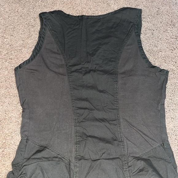 XCVI Wearables Raymond Sleeveless Ruched Poplin + Jersey Dress Green Small - Picture 6 of 8